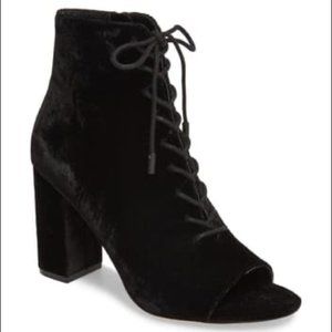Joie Womens Lakia Velvet Lace Up Booties New Open Toe Solid Black Size 39 9 $348